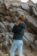 Wool Jacket - Cable Knit Aran - Charcoal