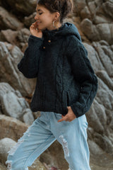 Wool Jacket - Cable Knit Aran - Charcoal