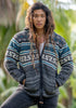 Wool Jacket - Aztec Pattern - Grey/Teal