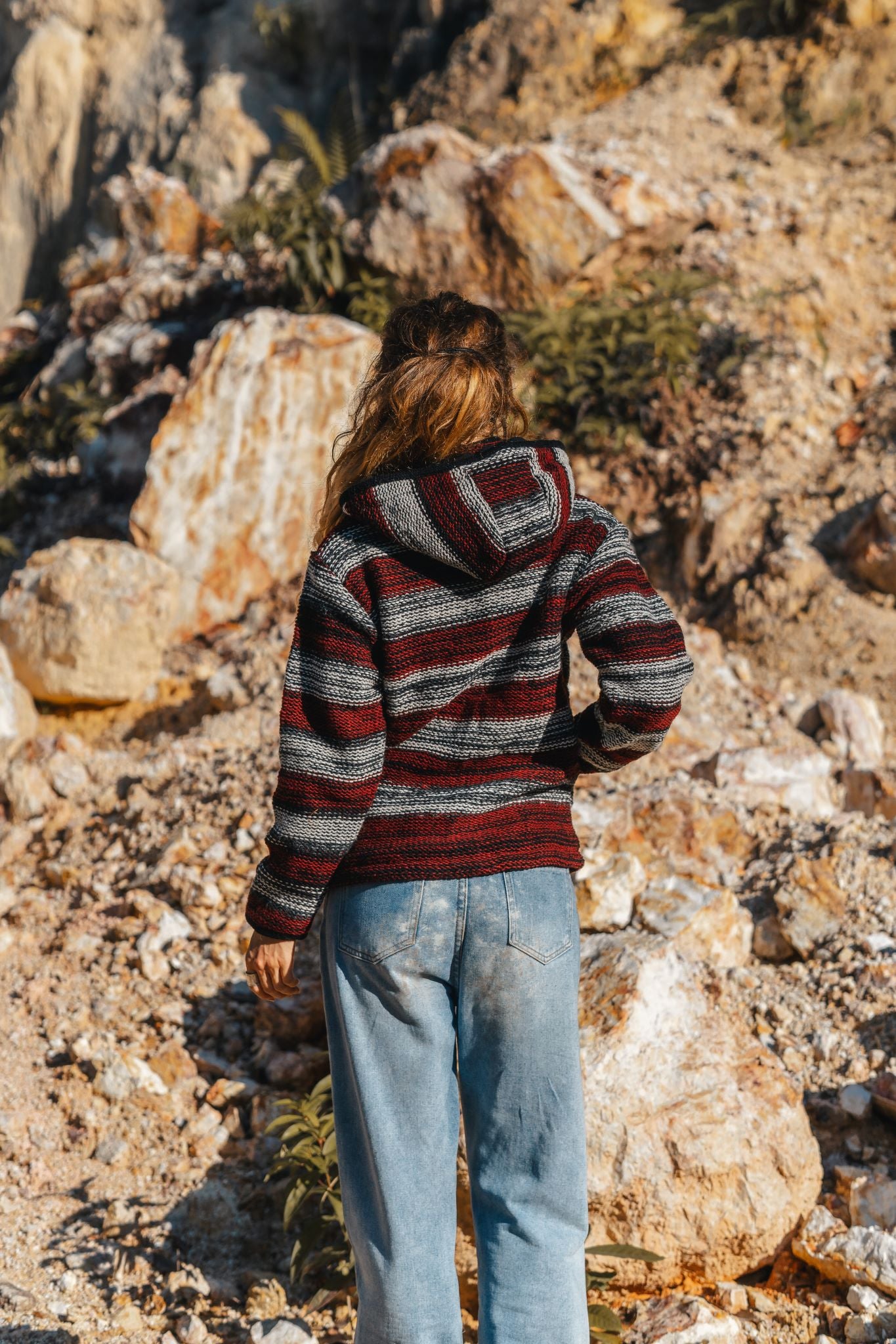 Wool Jacket - Striped - Maroon