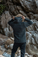 Wool Jacket - Cable Knit Aran - Charcoal