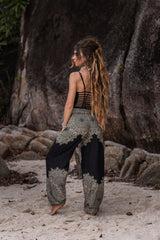 High Crotch Harem Pants - Plain Mandala - Black