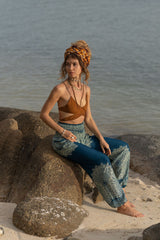 High Crotch Harem Pants - Plain Mandala - Teal