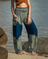 High Crotch Harem Pants - Plain Mandala - Teal