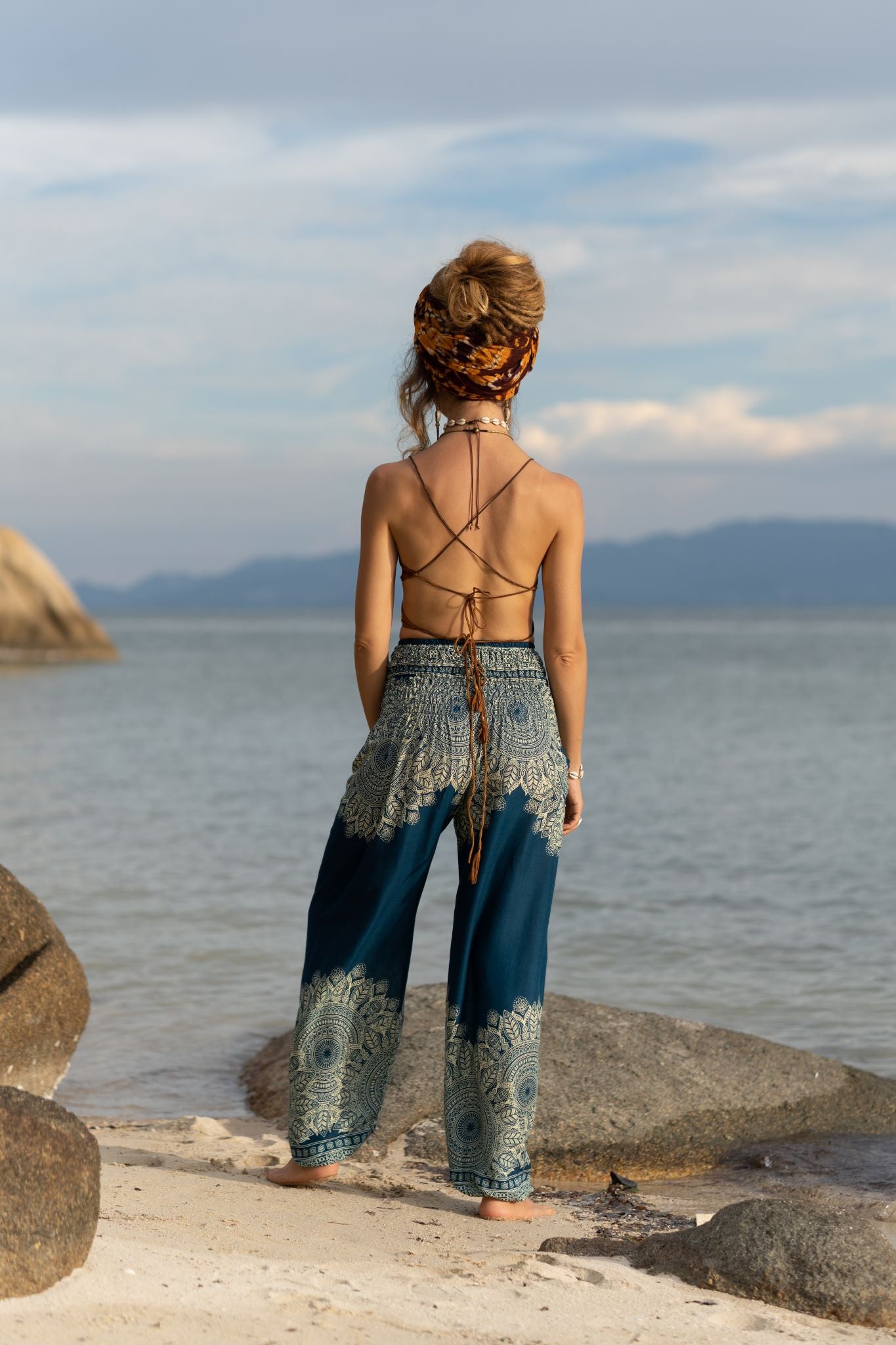 High Crotch Harem Pants - Plain Mandala - Teal